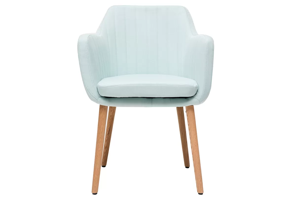 Miliboo Chaise scandinave en tissu menthe à l'eau et bois clair massif ALEYNA