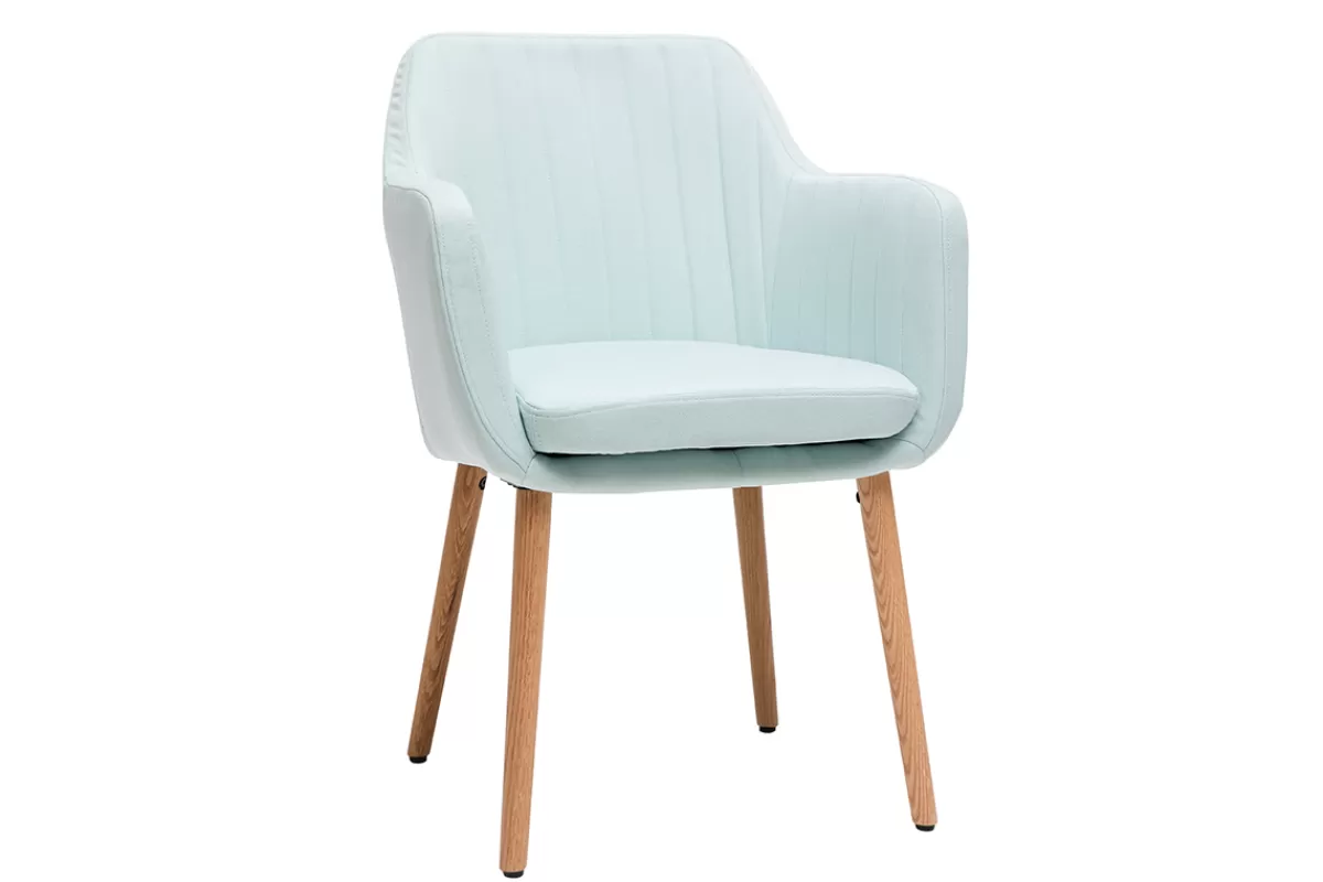 Miliboo Chaise scandinave en tissu menthe à l'eau et bois clair massif ALEYNA
