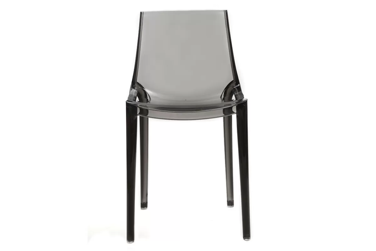 Miliboo Chaises design empilables gris transparent intérieur - extérieur (lot de 2) YZEL