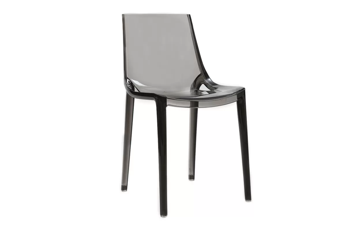 Miliboo Chaises design empilables gris transparent intérieur - extérieur (lot de 2) YZEL