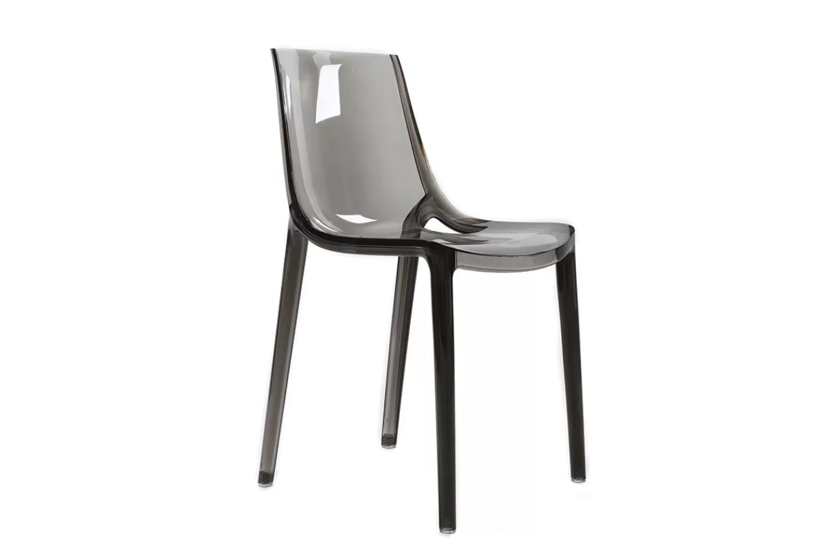 Miliboo Chaises design empilables gris transparent intérieur - extérieur (lot de 2) YZEL