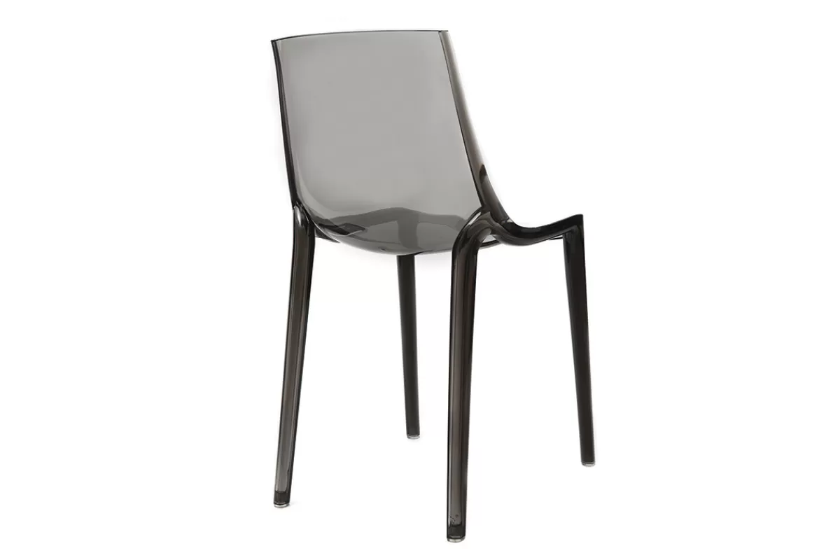 Miliboo Chaises design empilables gris transparent intérieur - extérieur (lot de 2) YZEL