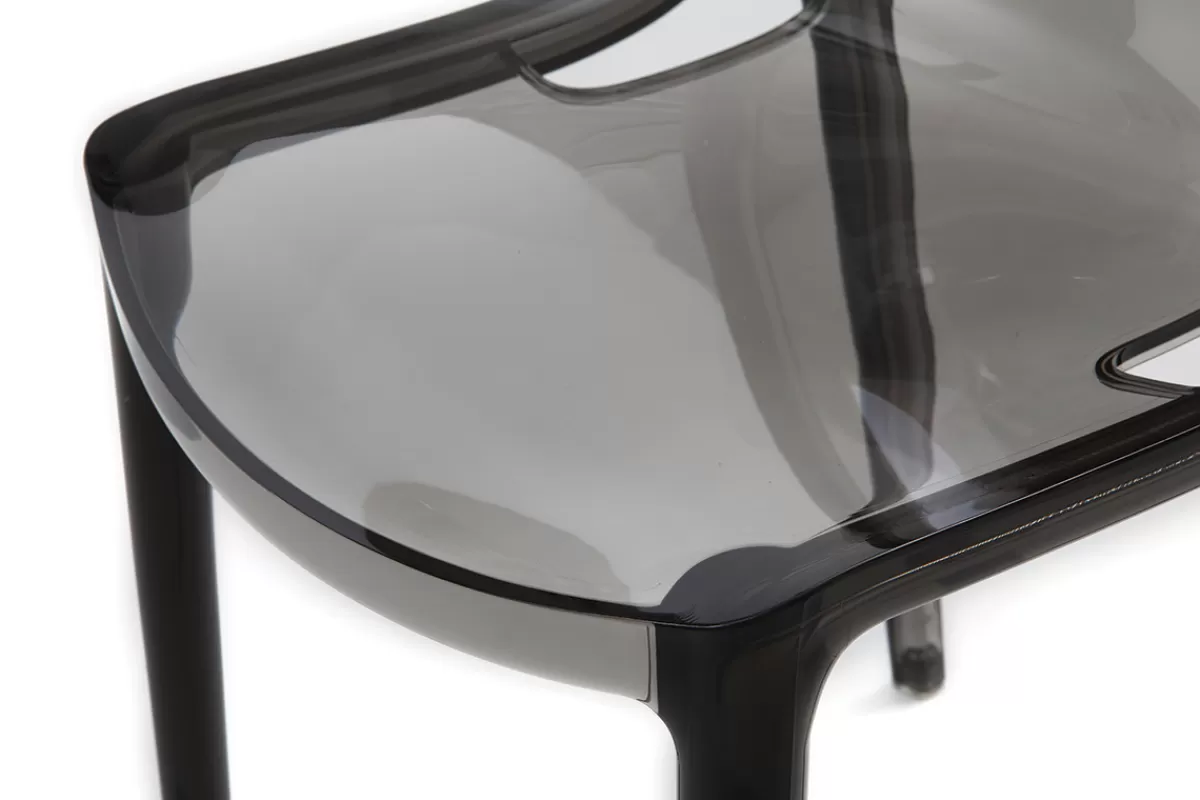 Miliboo Chaises design empilables gris transparent intérieur - extérieur (lot de 2) YZEL