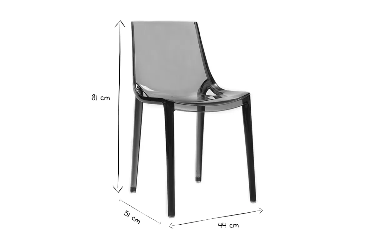 Miliboo Chaises design empilables gris transparent intérieur - extérieur (lot de 2) YZEL