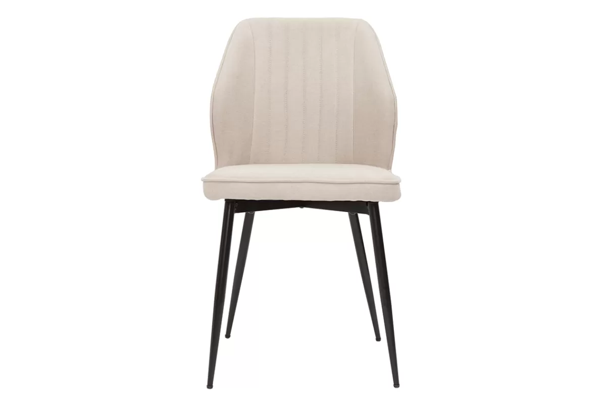Miliboo Chaises design en tissu effet velours beige et métal noir (lot de 2) FANETTE