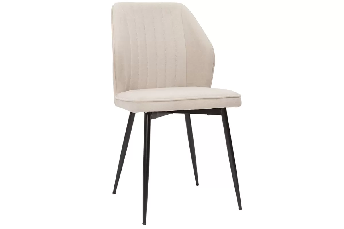 Miliboo Chaises design en tissu effet velours beige et métal noir (lot de 2) FANETTE