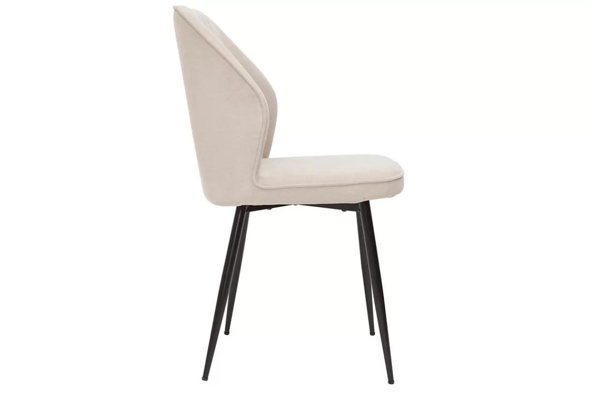 Miliboo Chaises design en tissu effet velours beige et métal noir (lot de 2) FANETTE