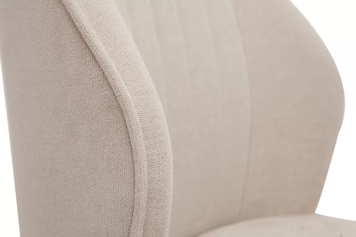 Miliboo Chaises design en tissu effet velours beige et métal noir (lot de 2) FANETTE