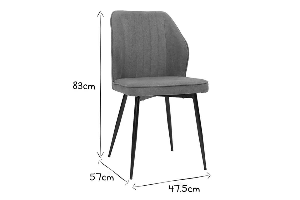 Miliboo Chaises design en tissu effet velours beige et métal noir (lot de 2) FANETTE