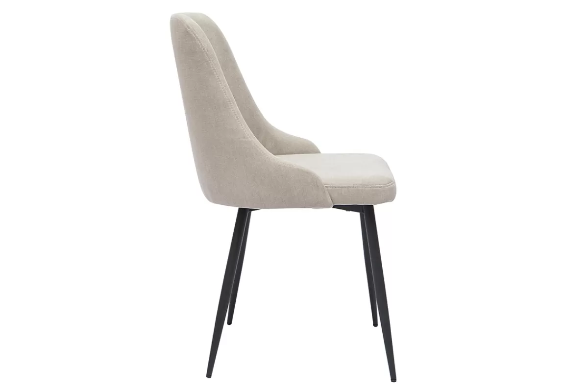 Miliboo Chaises design en tissu effet velours beige naturel et métal noir (lot de 2) CULT