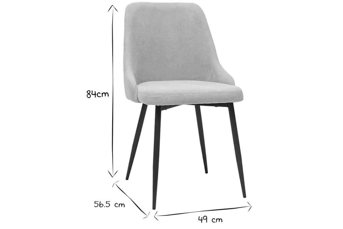 Miliboo Chaises design en tissu effet velours beige naturel et métal noir (lot de 2) CULT