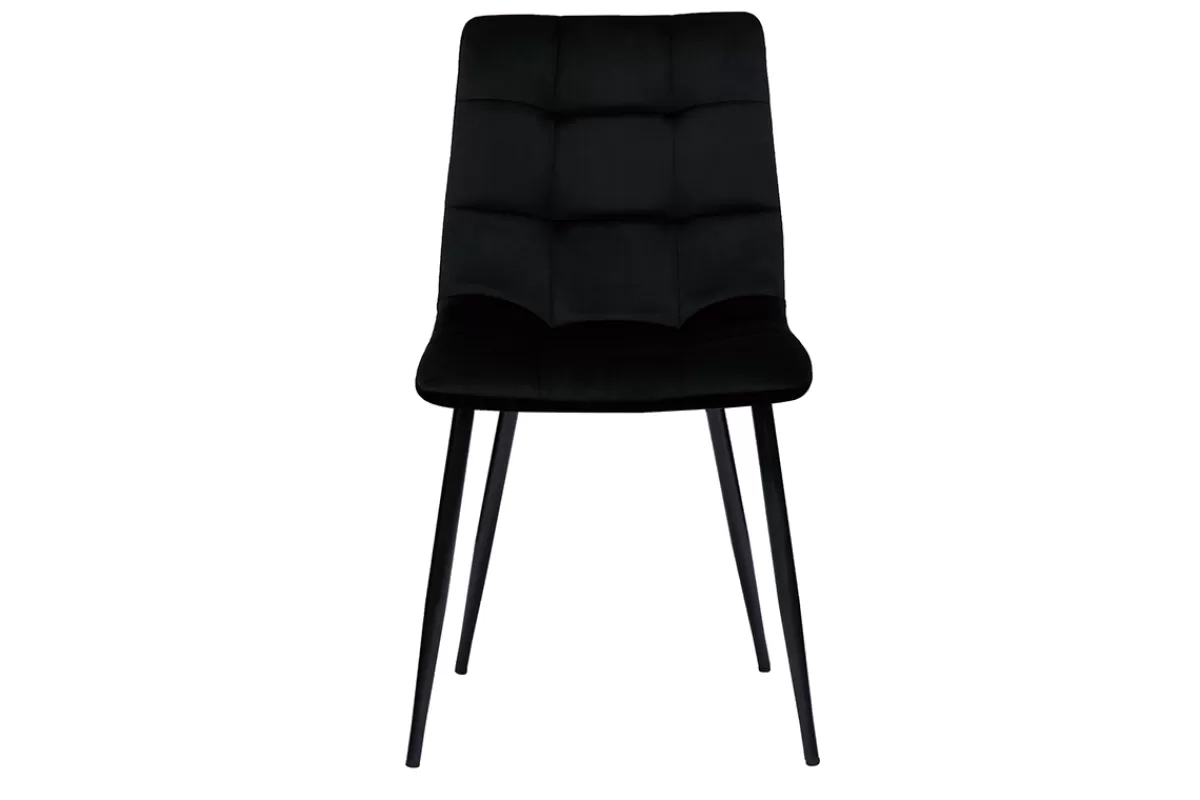 Miliboo Chaises design noires en tissu velours noir et métal (lot de 2) MAXWELL