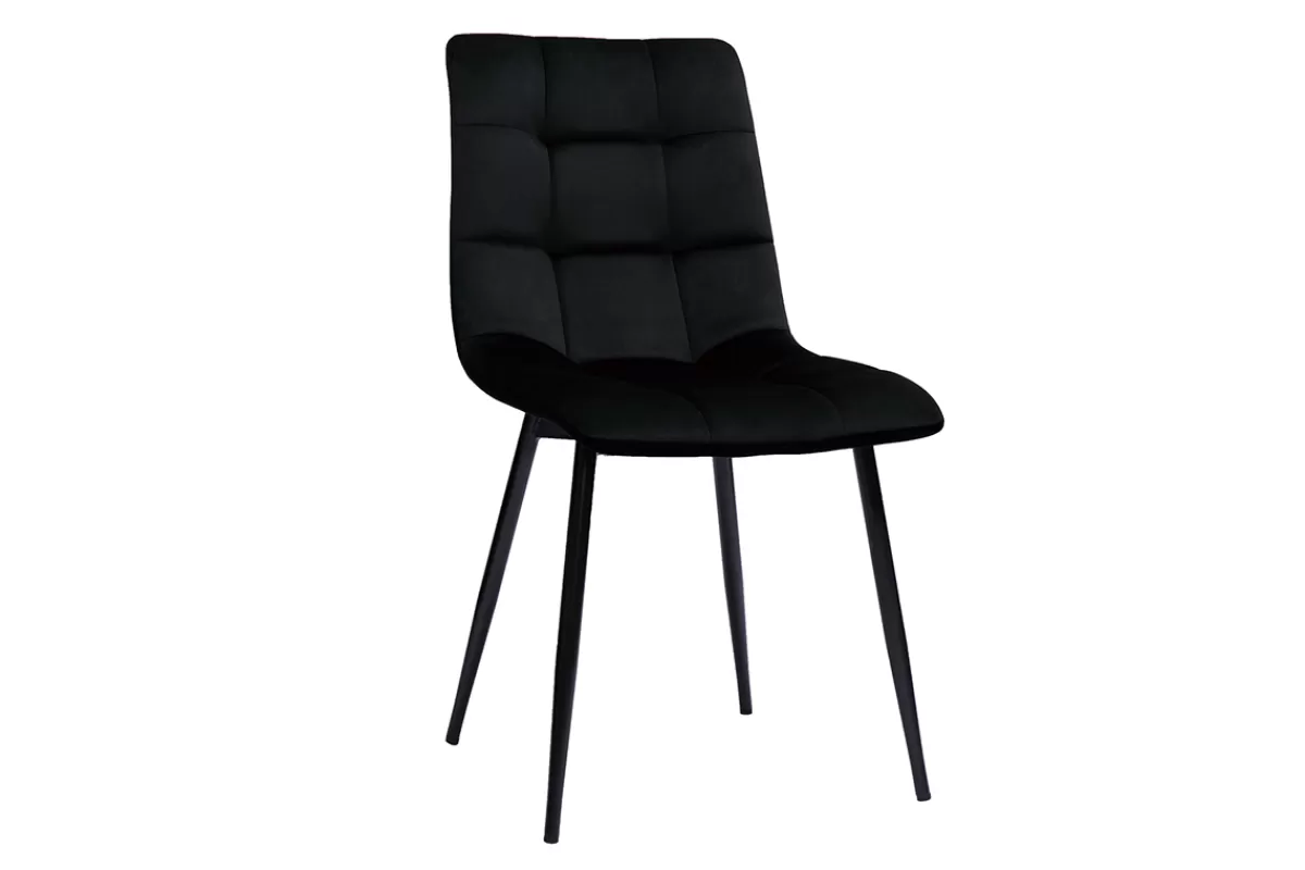 Miliboo Chaises design noires en tissu velours noir et métal (lot de 2) MAXWELL