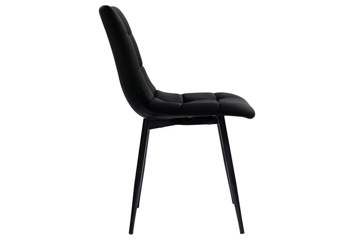 Miliboo Chaises design noires en tissu velours noir et métal (lot de 2) MAXWELL
