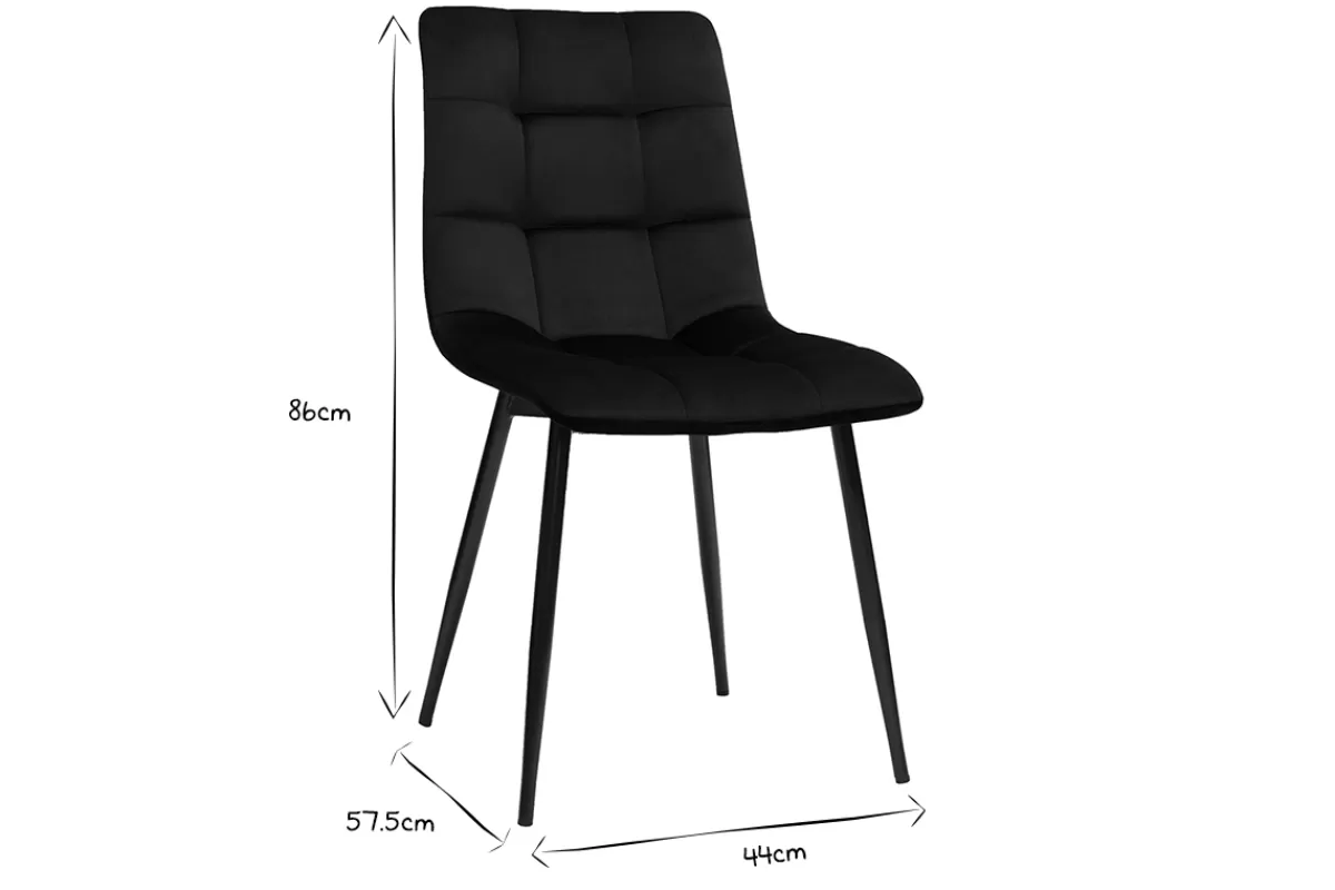 Miliboo Chaises design noires en tissu velours noir et métal (lot de 2) MAXWELL
