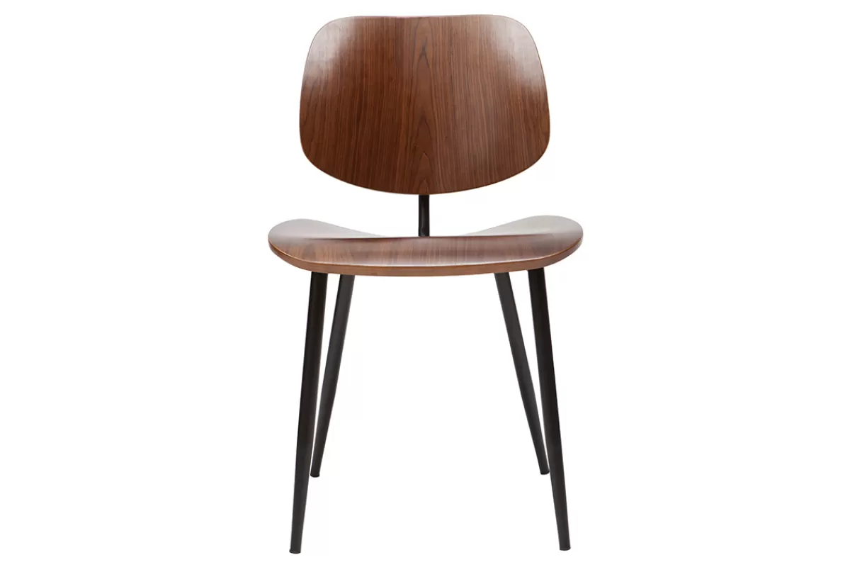Miliboo Chaises en bois foncé noyer et métal noir (lot de 2) TOBIAS