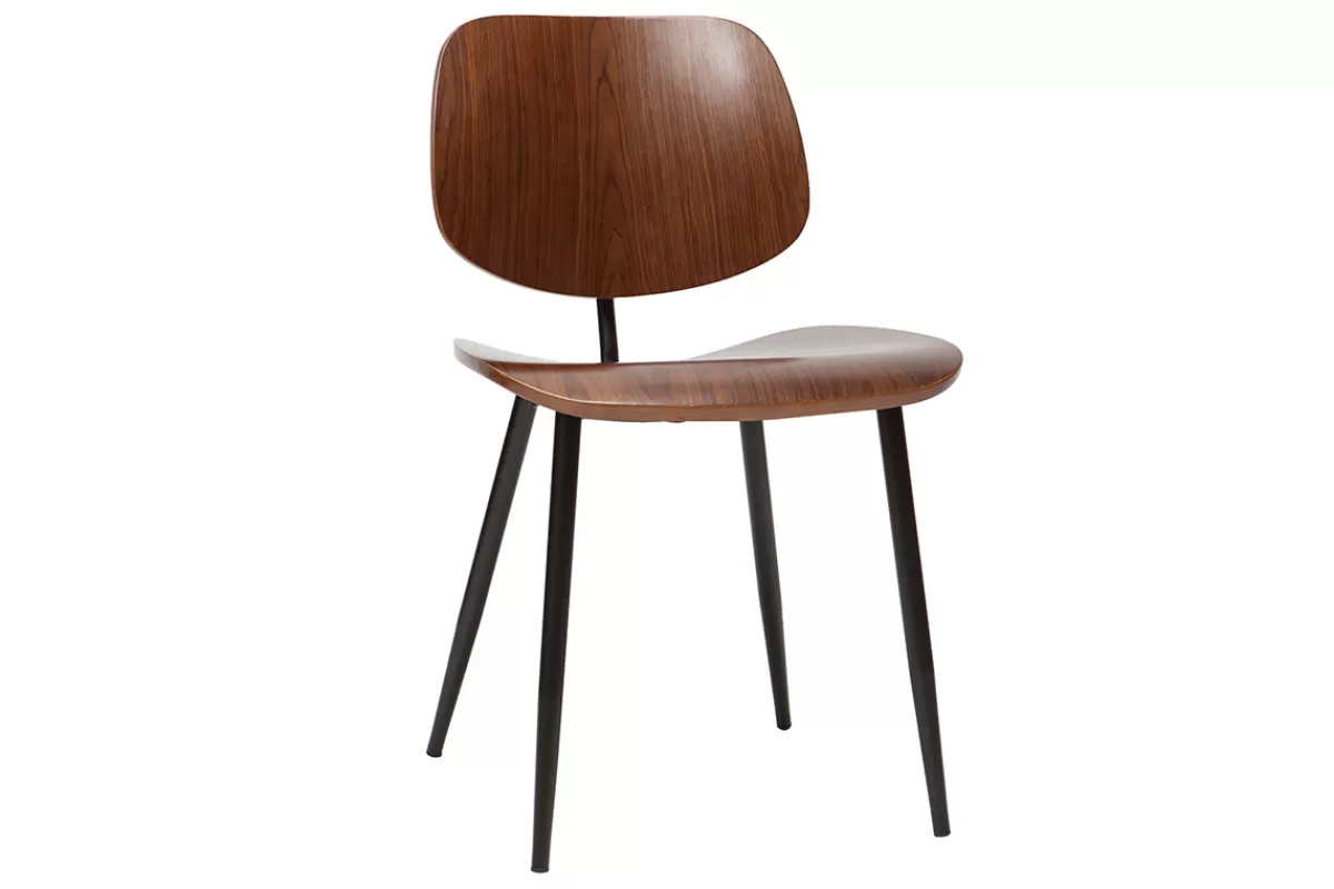 Miliboo Chaises en bois foncé noyer et métal noir (lot de 2) TOBIAS