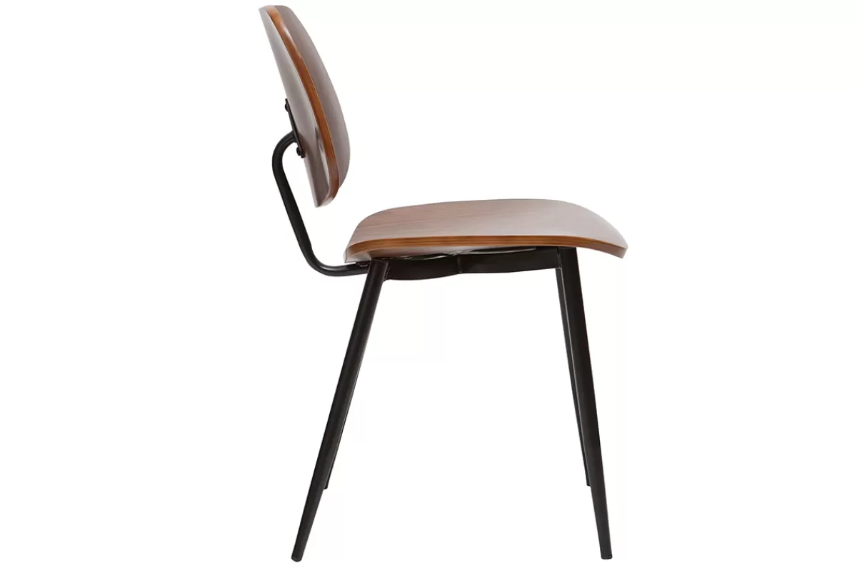 Miliboo Chaises en bois foncé noyer et métal noir (lot de 2) TOBIAS