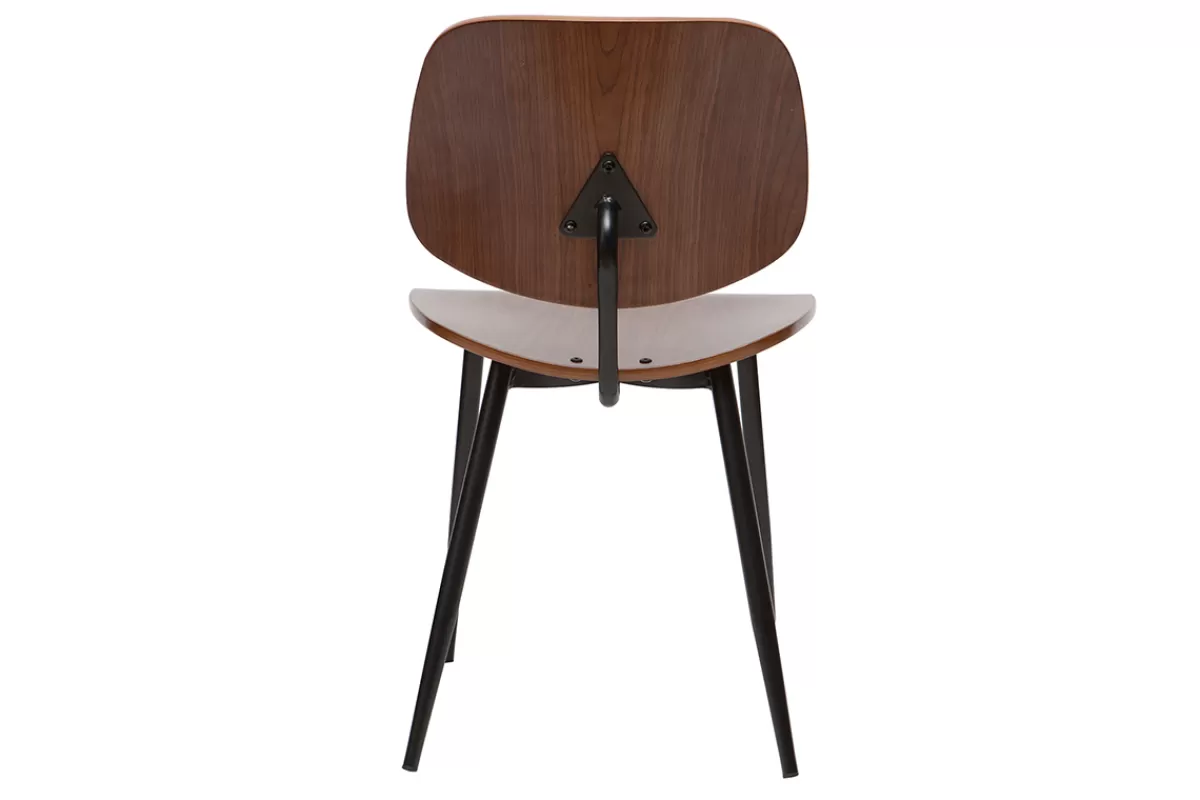 Miliboo Chaises en bois foncé noyer et métal noir (lot de 2) TOBIAS
