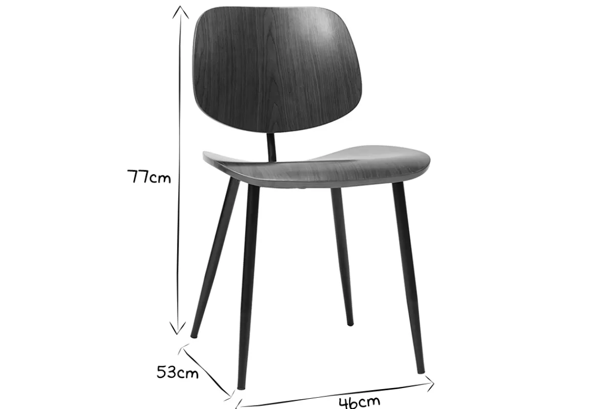 Miliboo Chaises en bois foncé noyer et métal noir (lot de 2) TOBIAS