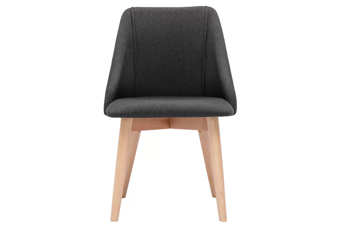 Miliboo Chaises en tissu gris foncé et bois clair (lot de 2) HIGGINS