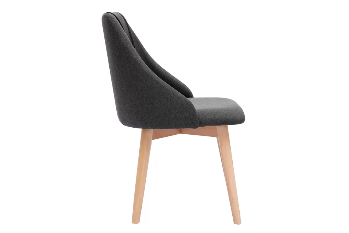 Miliboo Chaises en tissu gris foncé et bois clair (lot de 2) HIGGINS