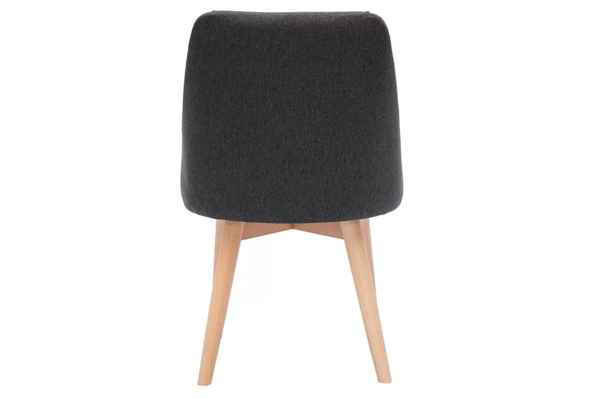 Miliboo Chaises en tissu gris foncé et bois clair (lot de 2) HIGGINS