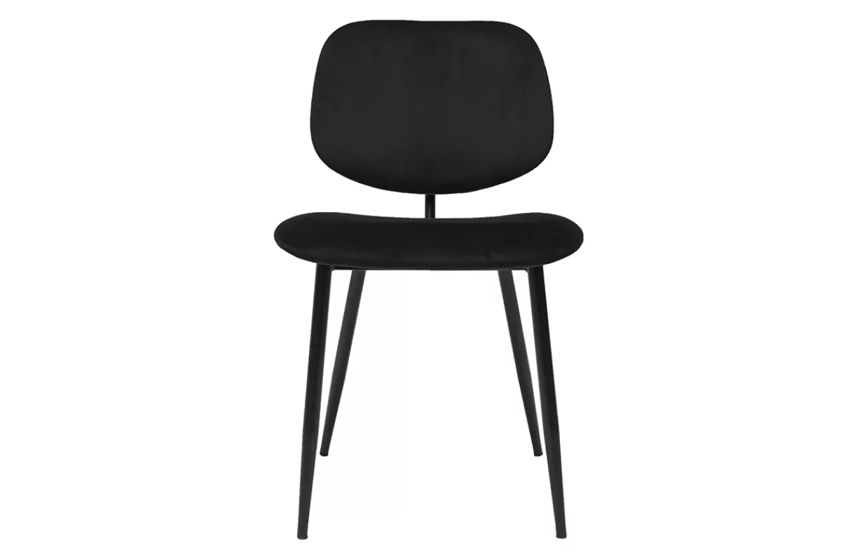 Miliboo Chaises noires en tissu velours et métal (lot de 2) TOBIAS