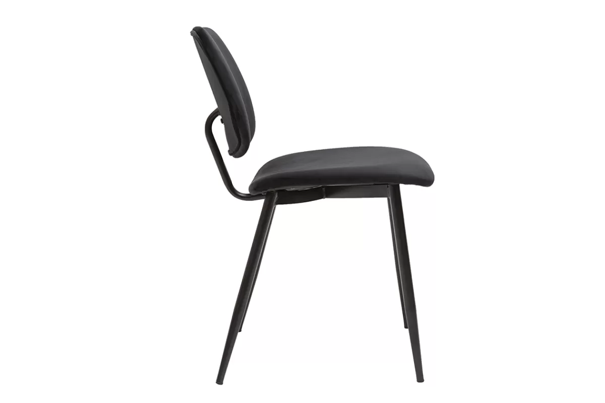 Miliboo Chaises noires en tissu velours et métal (lot de 2) TOBIAS