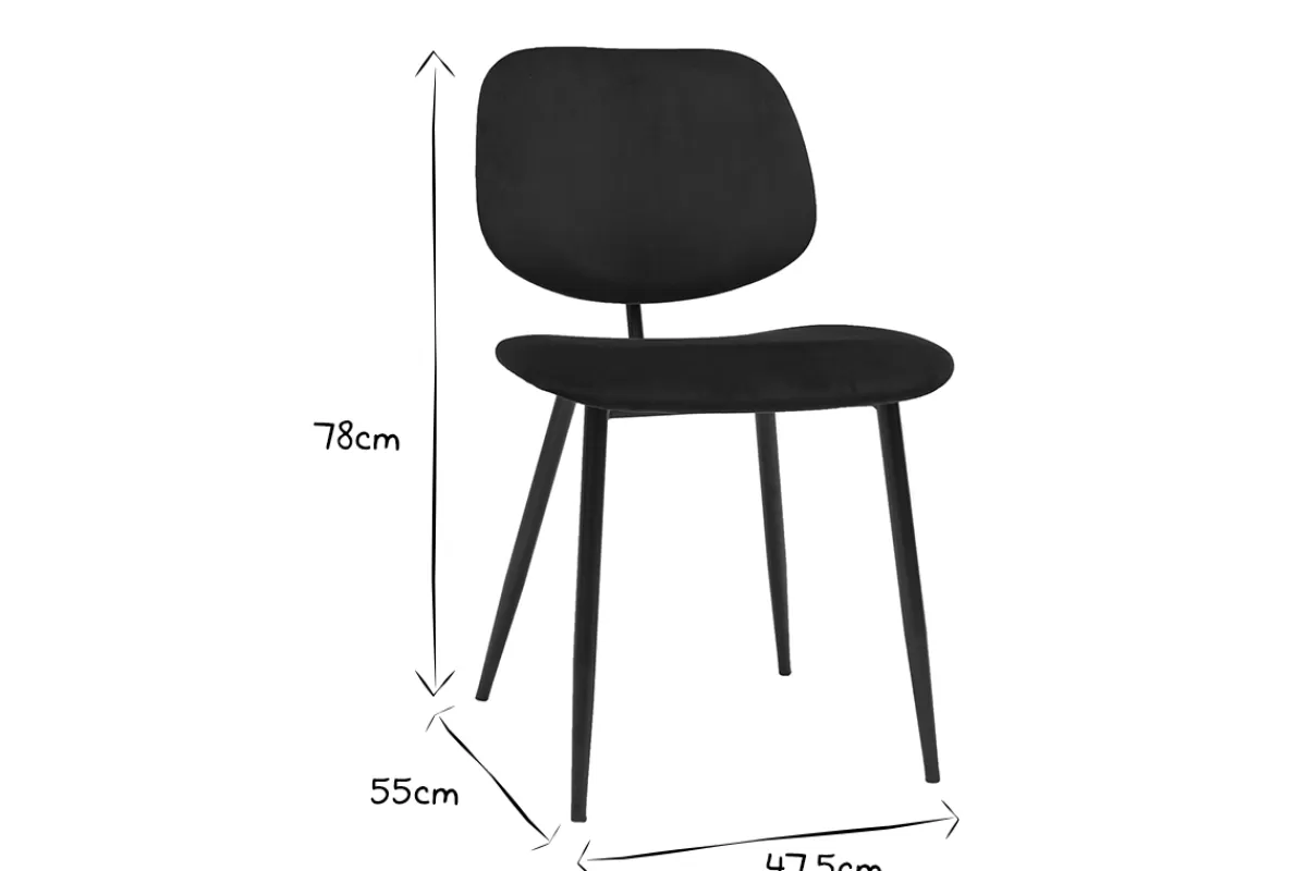 Miliboo Chaises noires en tissu velours et métal (lot de 2) TOBIAS