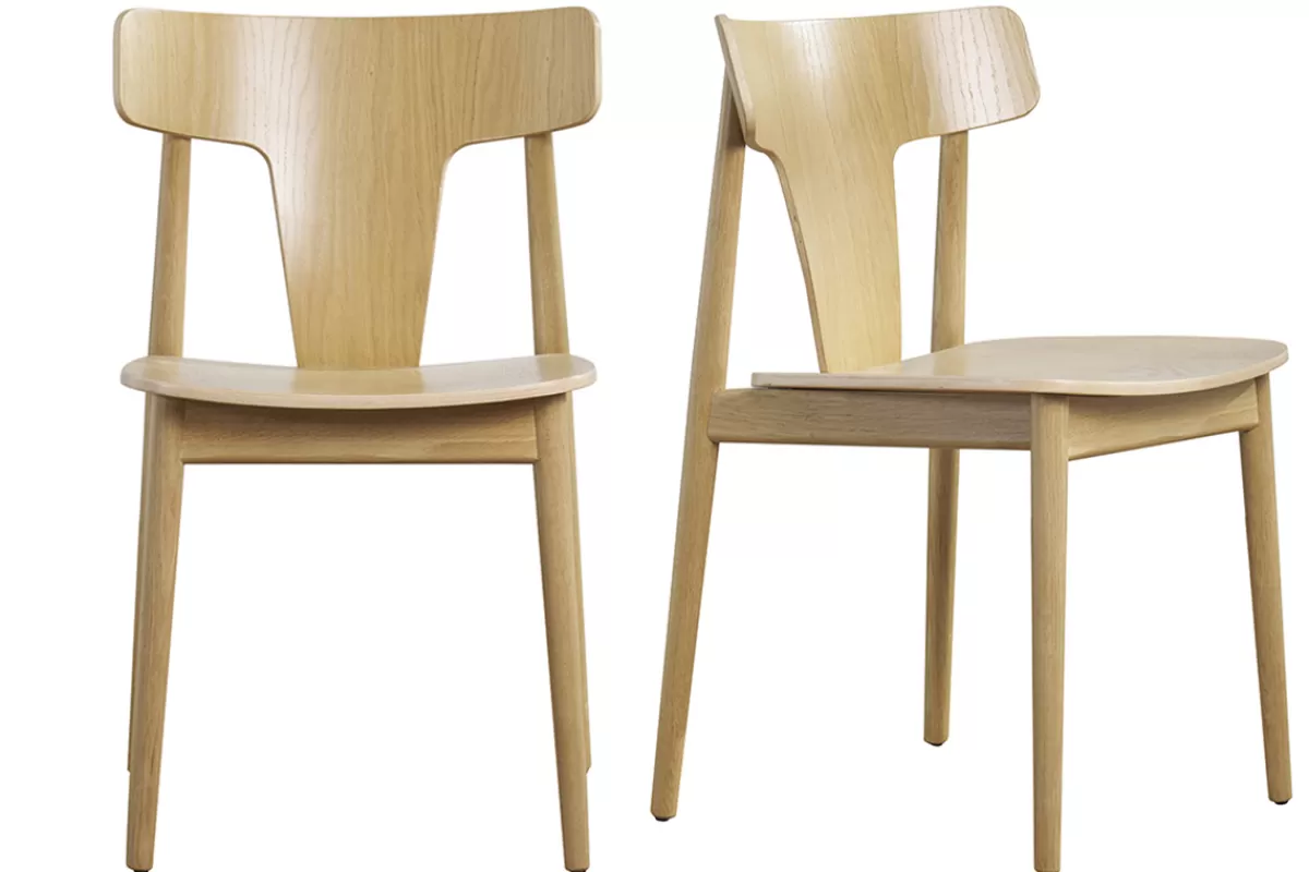 Miliboo Chaises scandinaves en bois clair chêne massif (lot de 2) LOUISA