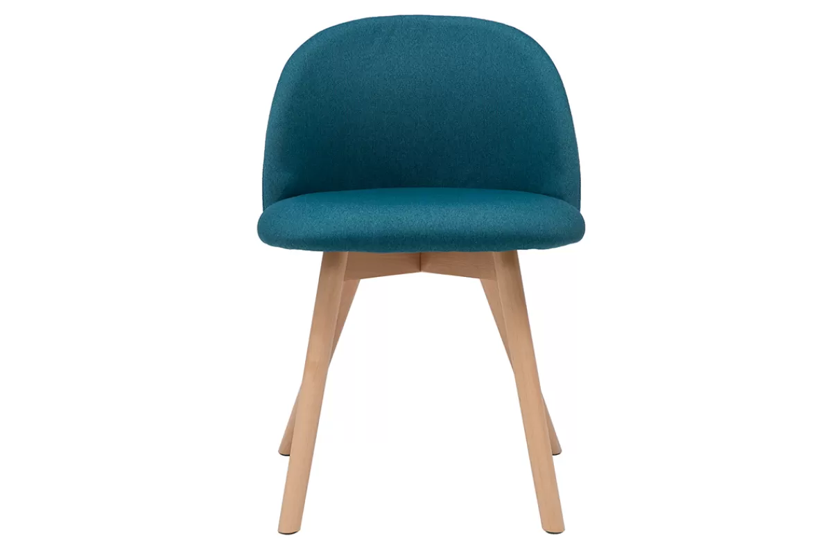 Miliboo Chaises scandinaves en tissu bleu canard et bois clair massif (lot de 2) CELESTE