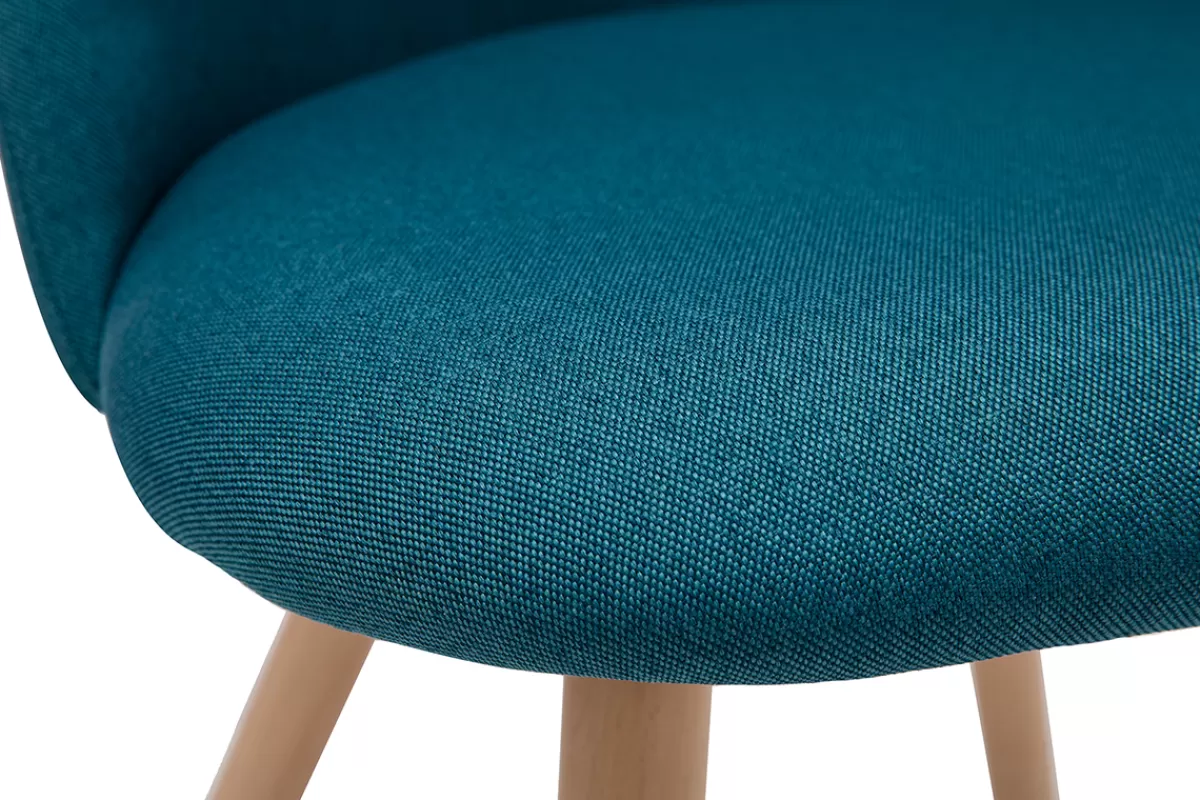 Miliboo Chaises scandinaves en tissu bleu canard et bois clair massif (lot de 2) CELESTE