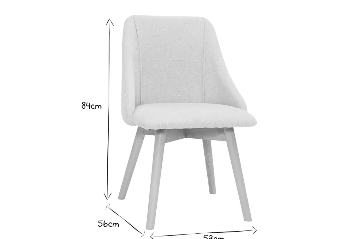 Miliboo Chaises scandinaves en tissu effet velours texturé beige et bois clair (lot de 2) HIGGINS