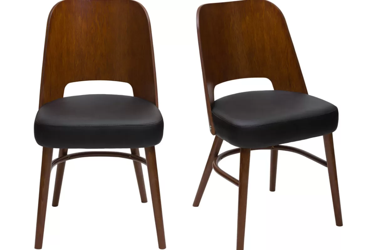 Miliboo Chaises vintage bois foncé et noir (lot de 2) EDITO