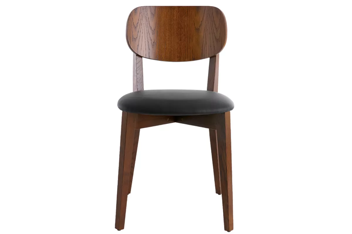 Miliboo Chaises vintage bois foncé et noir (lot de 2) LUCIA
