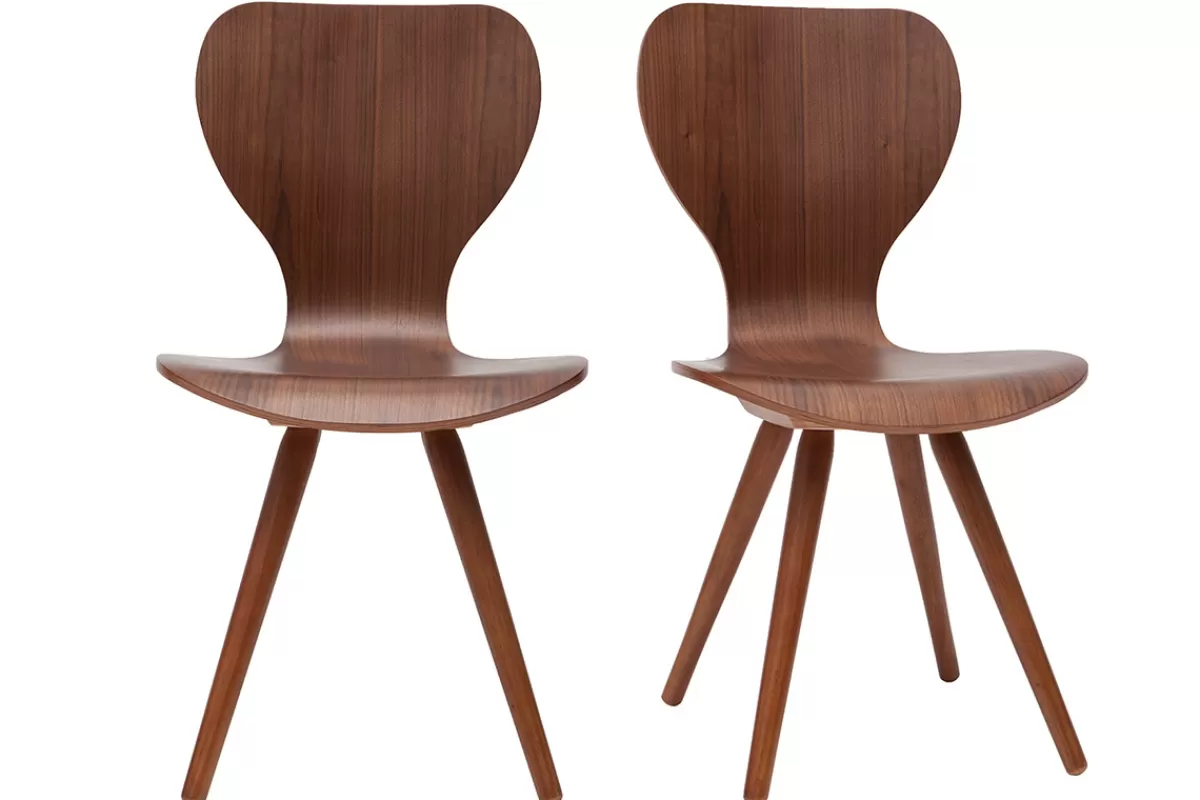 Miliboo Chaises vintage bois foncé noyer (lot de 2) NORDECO