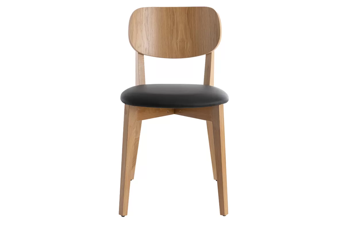 Miliboo Chaises vintage en bois clair chêne et noir (lot de 2) LUCIA