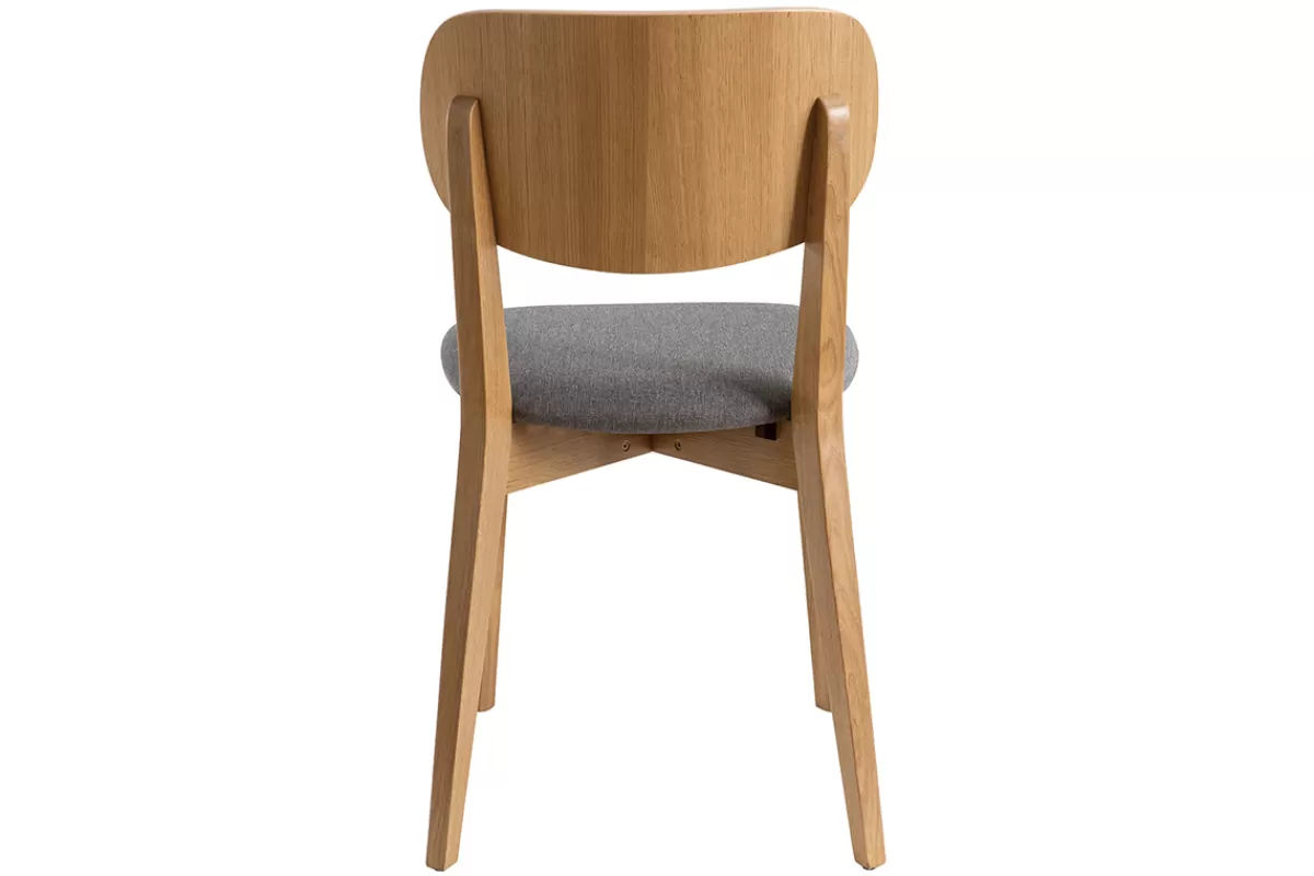 Miliboo Chaises vintage en bois clair chêne et tissu gris clair (lot de 2) LUCIA