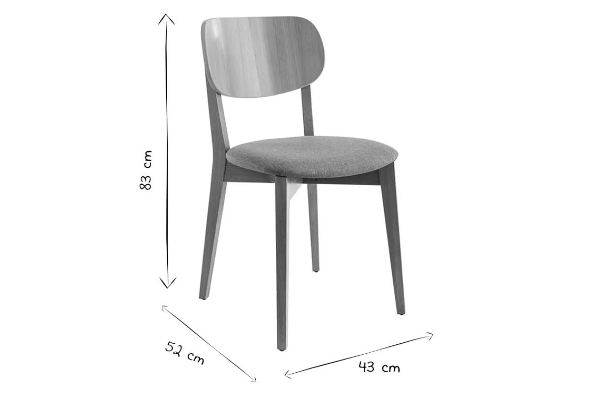 Miliboo Chaises vintage en bois clair chêne et tissu gris clair (lot de 2) LUCIA