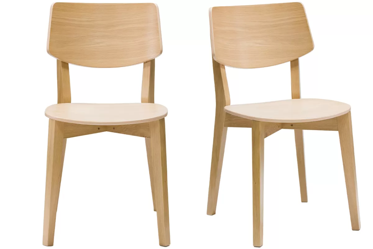 Miliboo Chaises vintage en bois clair chêne (lot de 2) AVEA