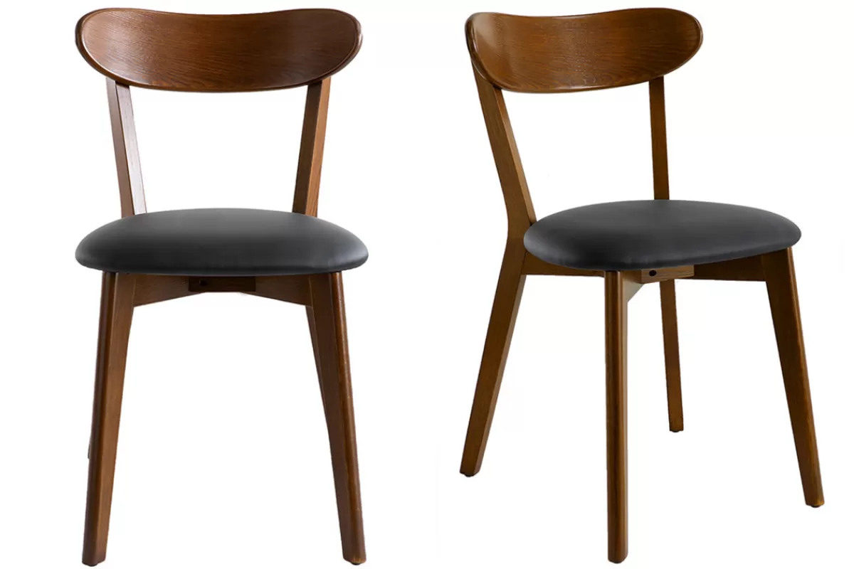 Miliboo Chaises vintage en bois foncé et noir (lot de 2) DOVE