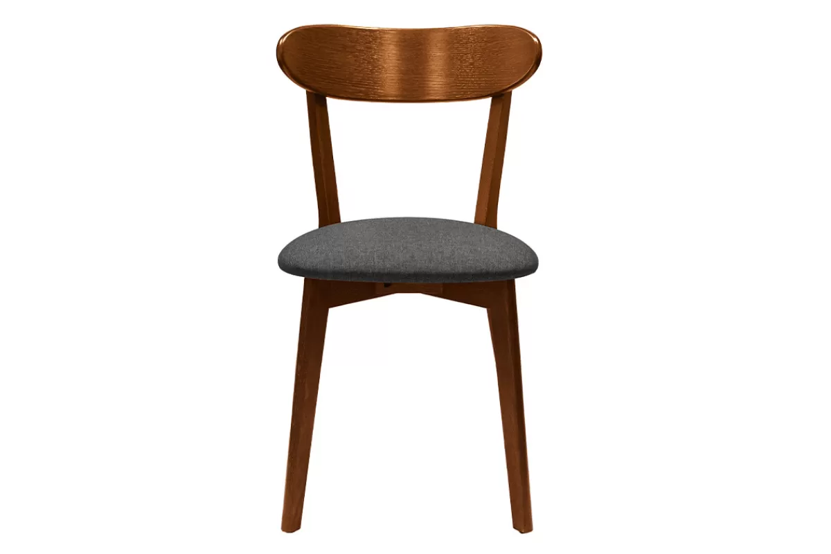 Miliboo Chaises vintage en bois foncé et tissu gris foncé (lot de 2) DOVE
