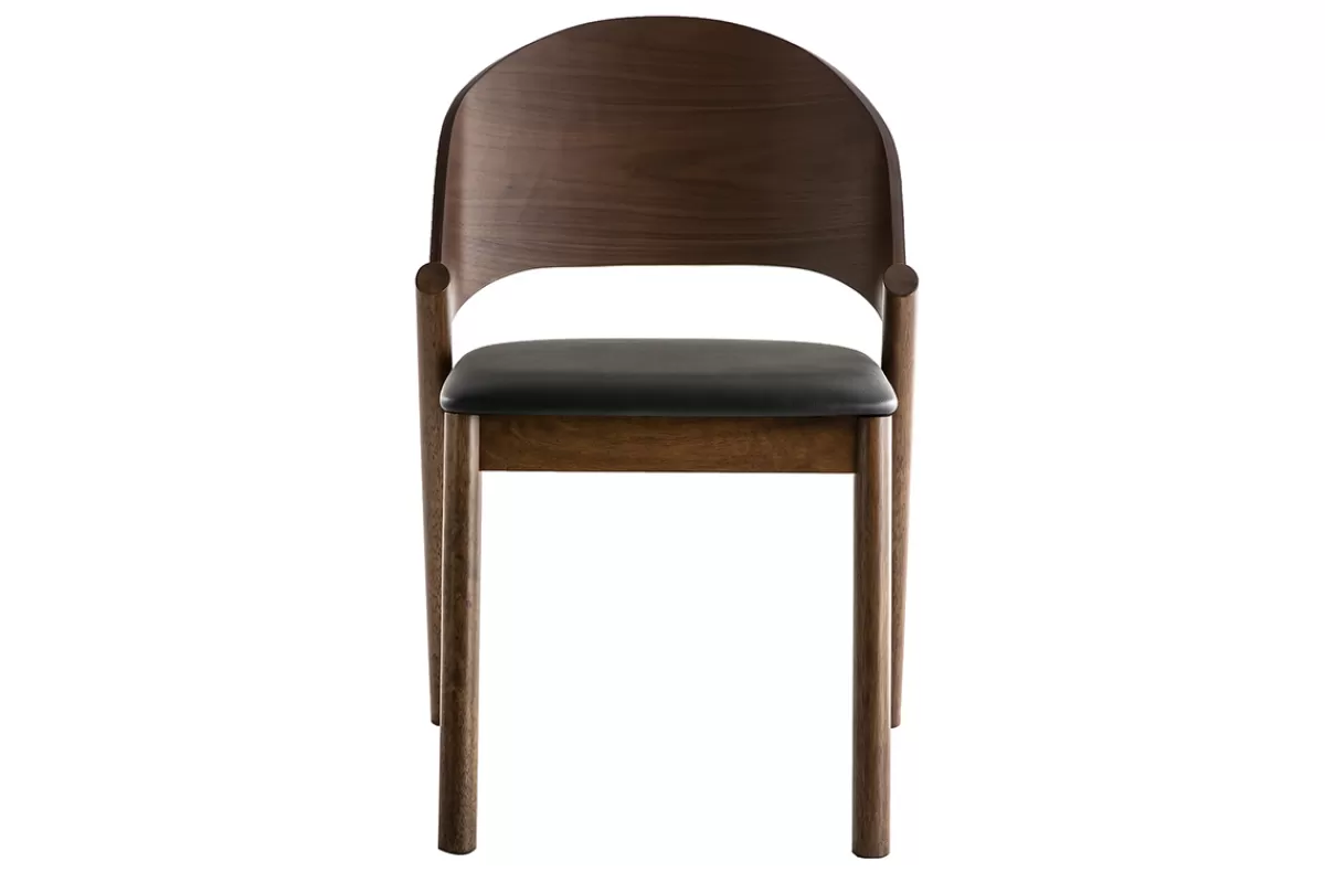 Miliboo Chaises vintage en bois foncé noyer et assises noires (lot de 2) AVALON