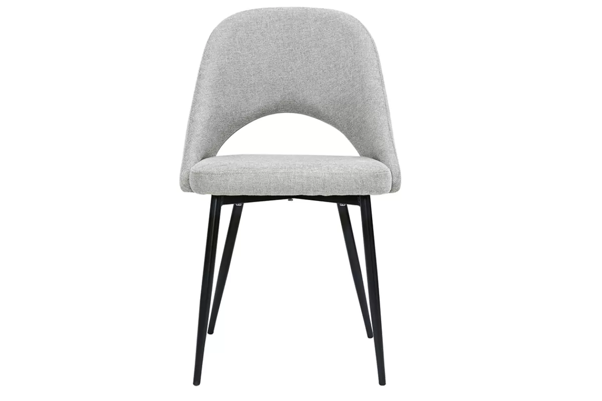 Miliboo Chaises vintage en tissu effet velours texturé gris et métal noir (lot de 2) COSETTE