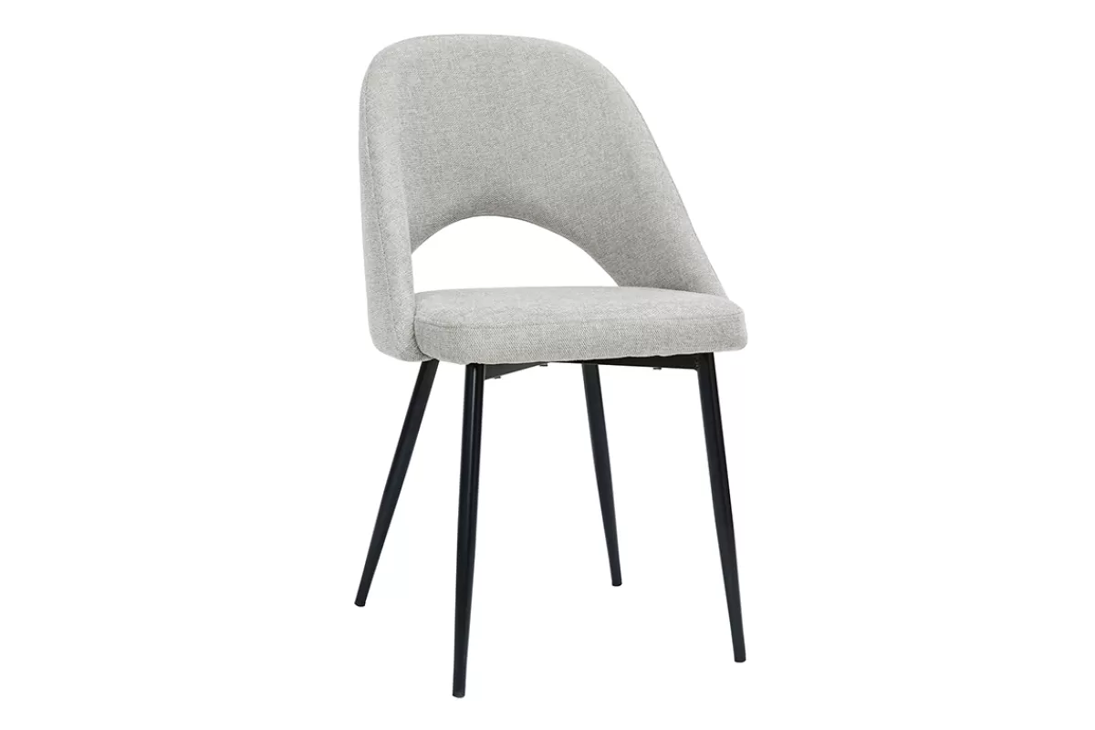 Miliboo Chaises vintage en tissu effet velours texturé gris et métal noir (lot de 2) COSETTE