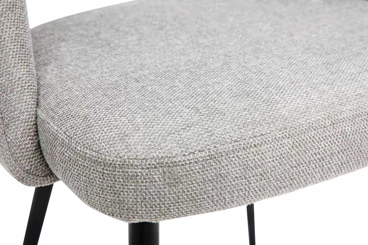 Miliboo Chaises vintage en tissu effet velours texturé gris et métal noir (lot de 2) COSETTE