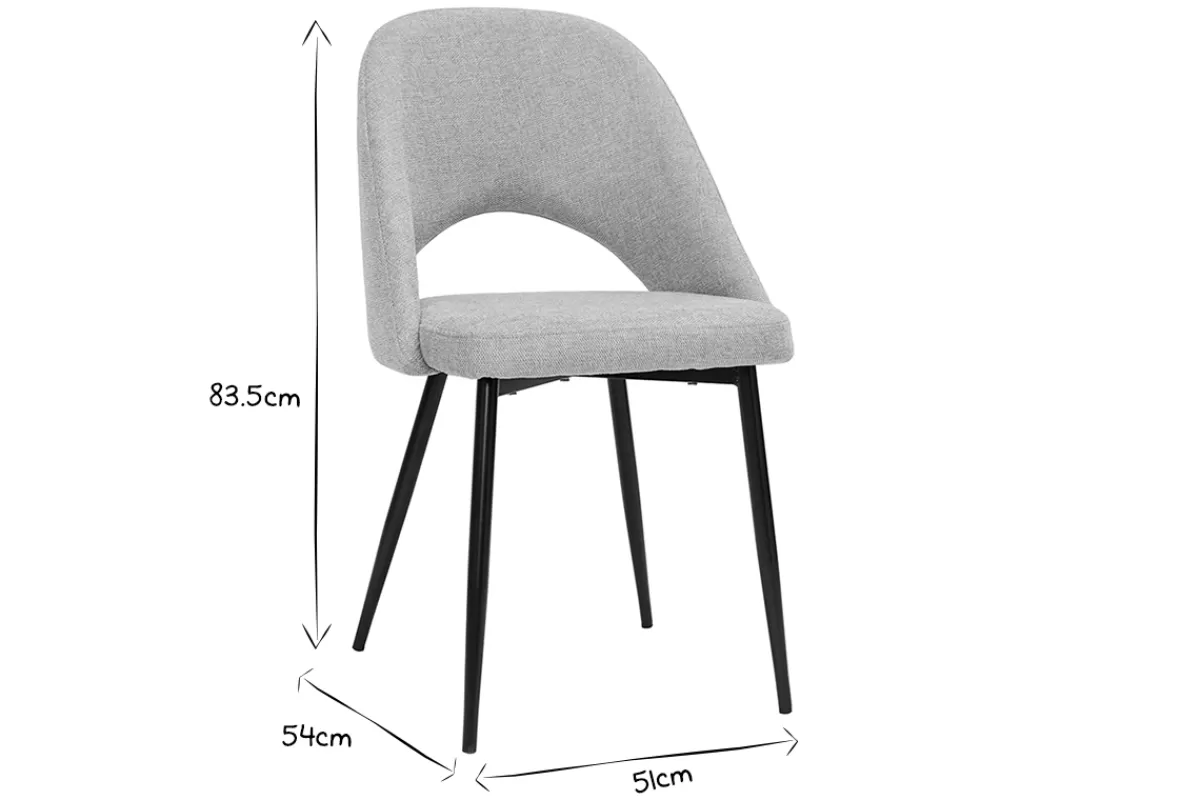 Miliboo Chaises vintage en tissu effet velours texturé gris et métal noir (lot de 2) COSETTE