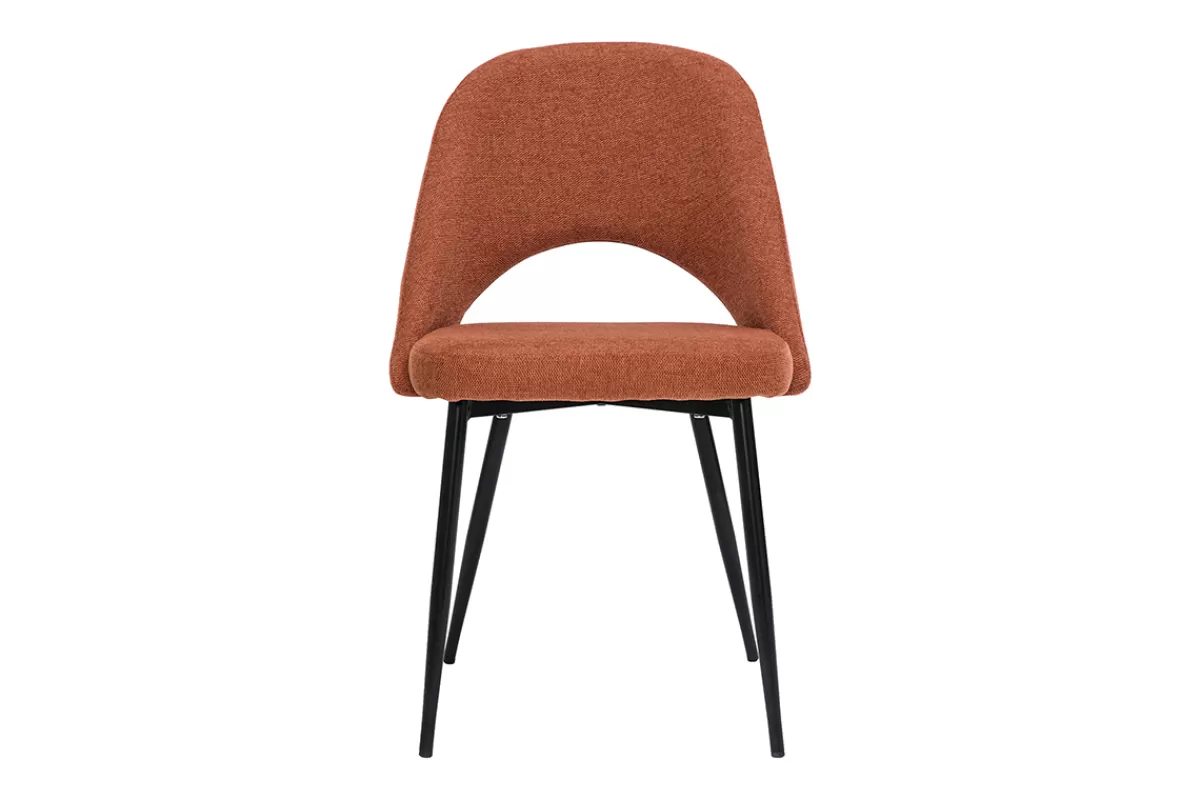 Miliboo Chaises vintage en tissu effet velours texturé terre brûlée et métal noir (lot de 2) COSETTE