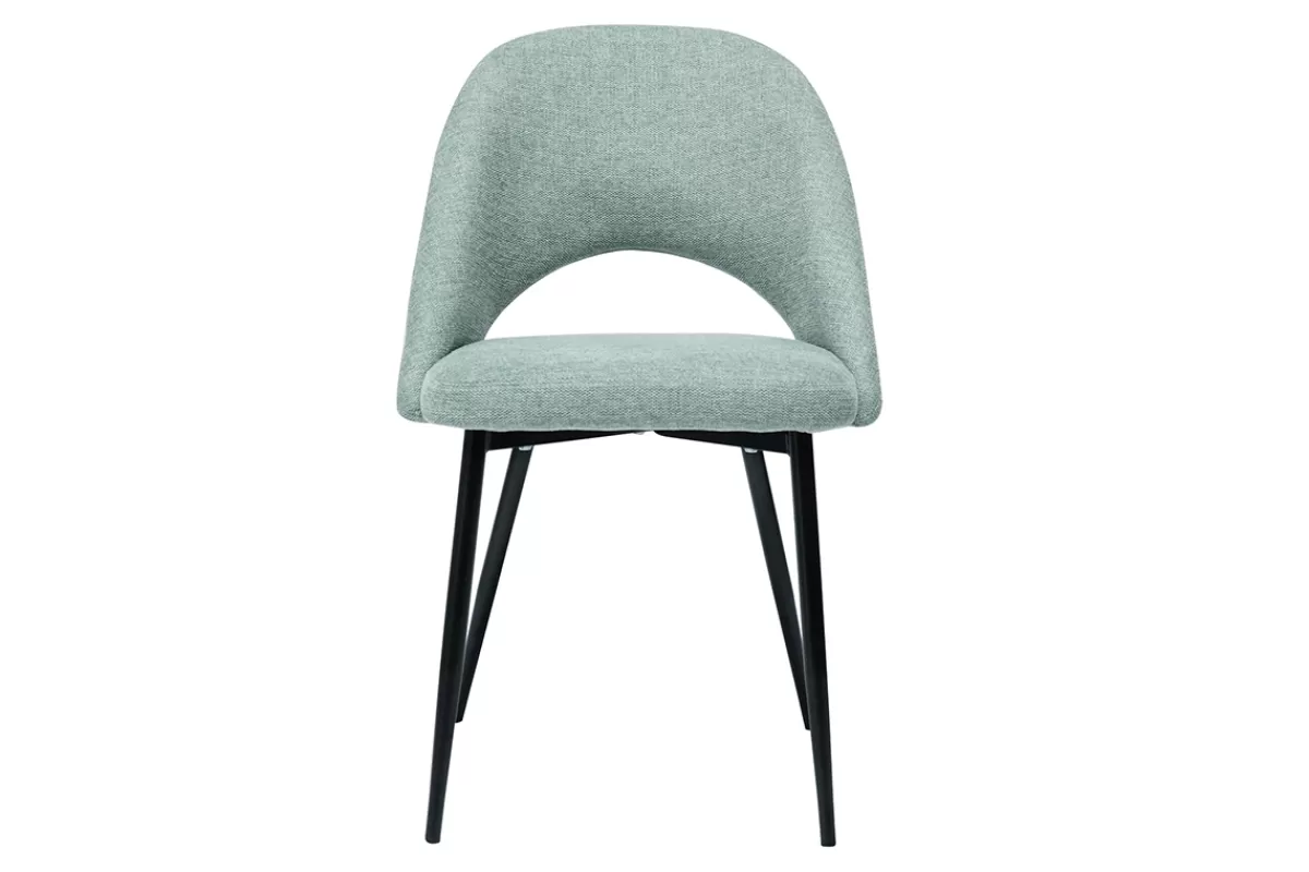 Miliboo Chaises vintage en tissu effet velours texturé vert céladon et métal noir (lot de 2) COSETTE
